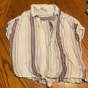 Cute summer cropped linen striped top